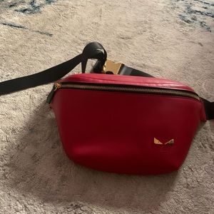 Red Leather Fendi Belt Bag